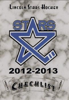 2012-13 Blueline Booster Club Lincoln Stars (USHL) #1 Checklist Front