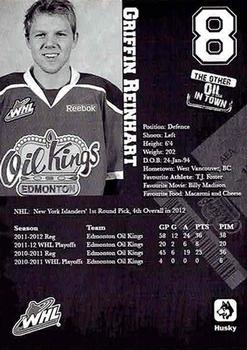 2012-13 Husky Edmonton Oil Kings (WHL) #NNO Griffin Reinhart Back