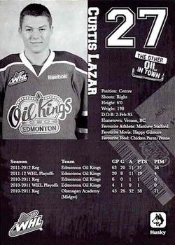 2012-13 Husky Edmonton Oil Kings (WHL) #NNO Curtis Lazar Back