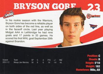 2012-13 Moose Jaw Warriors (WHL) #NNO Bryson Gore Back