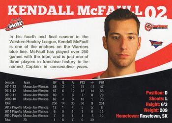 2012-13 Moose Jaw Warriors (WHL) #NNO Kendall McFaull Back