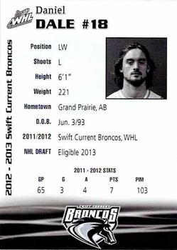 2012-13 Swift Current Broncos (WHL) #6 Daniel Dale Back