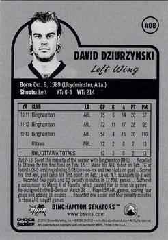 2013-14 Choice Binghamton Senators (AHL) #8 David Dziurzynski Back
