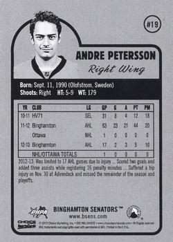 2013-14 Choice Binghamton Senators (AHL) #19 Andre Petersson Back