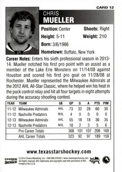 2013-14 Choice Texas Stars (AHL) #12 Chris Mueller Back