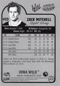 2016-17 Choice Iowa Wild (AHL) #16 Zack Mitchell Back