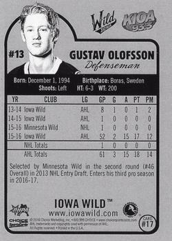 2016-17 Choice Iowa Wild (AHL) #17 Gustav Olofsson Back