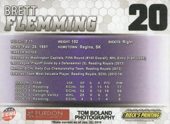 2014-15 Rieck's Printing Reading Royals (ECHL) #NNO Brett Flemming Back