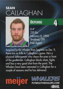 2014-15 Plymouth Whalers (OHL)  25th Anniversary Set #NNO Sean Callaghan Back