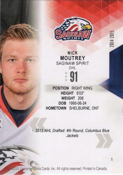 2014-15 Extreme Saginaw Spirit OHL #1 Nick Moutrey Back