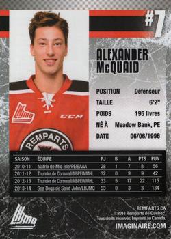 2014-15 Imaginaire.com Quebec Remparts (QMJHL) #4 Alexander McQuaid Back
