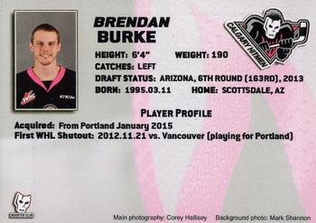2014-15 Calgary Hitmen (WHL) #NNO Brendan Burke Back