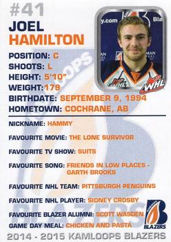 2014-15 Kamloops Blazers (WHL) #7 Joel Hamilton Back