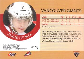 2014-15 Vancouver Giants (WHL) #NNO Jakob Stukel Back