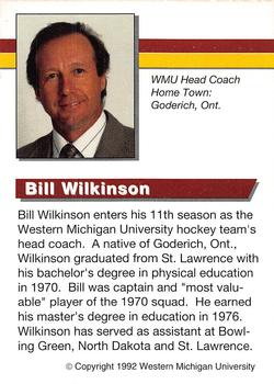 1992-93 Western Michigan Broncos (NCAA) #NNO Bill Wilkinson Back
