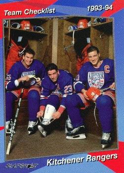 1993-94 Slapshot Kitchener Rangers (OHL) #1 Future Pros/Checklist Front