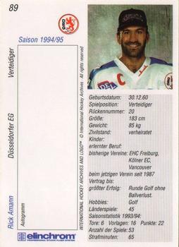 1994-95 IHA DEL (German) #89 Rick Amann Back