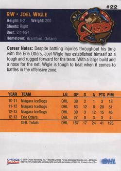 2013-14 Choice Erie Otters (OHL) #22 Joel Wigle Back