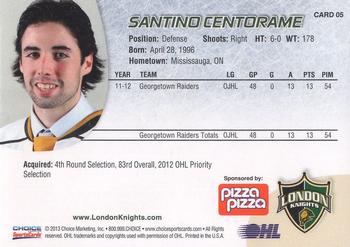 2013-14 Choice London Knights (OHL) #5 Santino Centorame Back