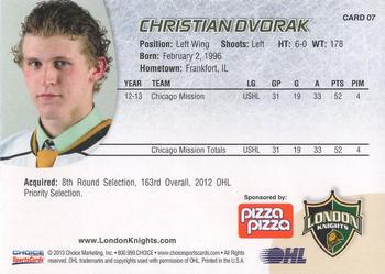 2013-14 Choice London Knights (OHL) #7 Christian Dvorak Back