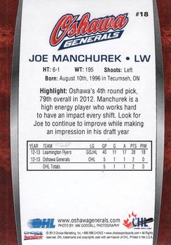 2013-14 Choice Oshawa Generals (OHL) #18 Joe Manchurek Back