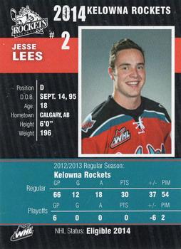 2013-14 Kelowna Rockets (WHL) #NNO Jesse Lees Back