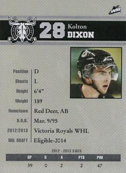 2013-14 Red Deer Rebels (WHL) #NNO Kolton Dixon Back