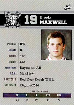 2013-14 Red Deer Rebels (WHL) #NNO Brooks Maxwell Back