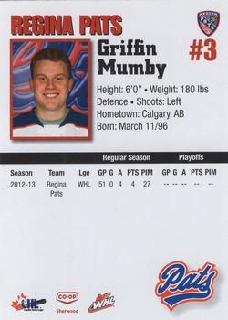 2013-14 Co-op Regina Pats (WHL) #NNO Griffin Mumby Back