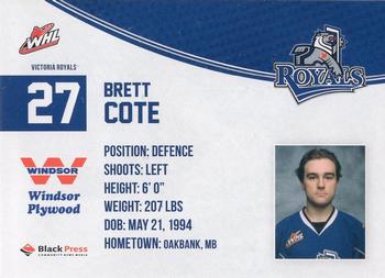 2013-14 Victoria Royals (WHL) #8 Brett Cote Back
