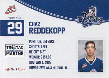 2013-14 Victoria Royals (WHL) #20 Chaz Reddekopp Back