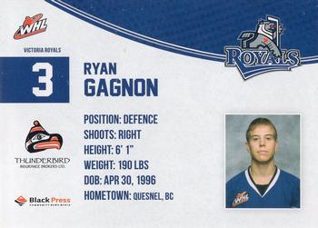 2013-14 Victoria Royals (WHL) #23 Ryan Gagnon Back