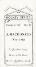 1912-13 Imperial Tobacco Hockey Series (C57) #17 Jack MacDonald Back