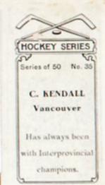 1912-13 Imperial Tobacco Hockey Series (C57) #35 C. Kendall Back