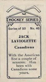 1912-13 Imperial Tobacco Hockey Series (C57) #46 Jack Laviolette Back