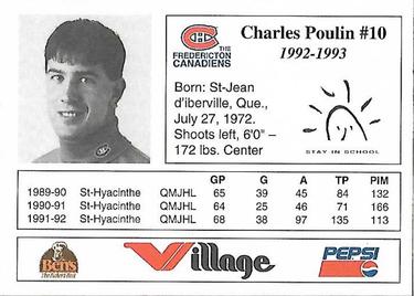 1992-93 Fredericton Canadiens (AHL) #NNO Charles Poulin Back