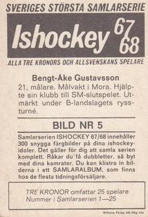 1967-68 Williams Ishockey (Swedish) #5 Bengt-Ake Gustavsson Back