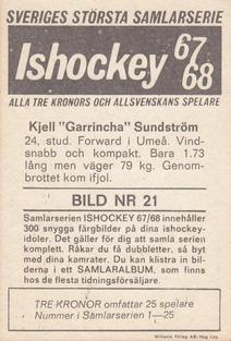 1967-68 Williams Ishockey (Swedish) #21 Kjell Sundstrom Back