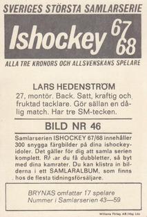 1967-68 Williams Ishockey (Swedish) #46 Lars Hedenstrom Back