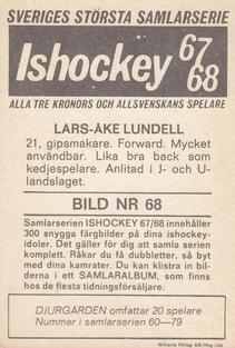 1967-68 Williams Ishockey (Swedish) #68 Lars-Ake Lundell Back