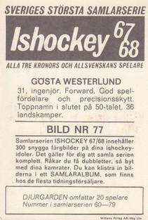 1967-68 Williams Ishockey (Swedish) #77 Gosta Westerlund Back