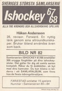 1967-68 Williams Ishockey (Swedish) #82 Hakan Andersson Back