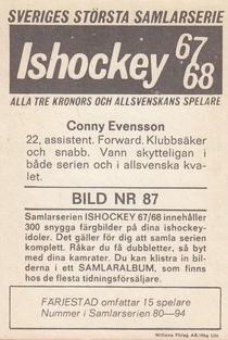 1967-68 Williams Ishockey (Swedish) #87 Conny Evensson Back
