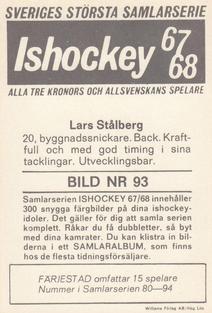 1967-68 Williams Ishockey (Swedish) #93 Lars Stalberg Back