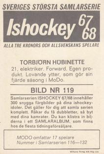 1967-68 Williams Ishockey (Swedish) #119 Torbjorn Hubinette Back