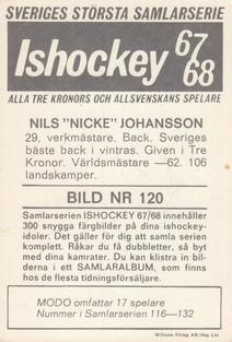 1967-68 Williams Ishockey (Swedish) #120 Nicke Johansson Back