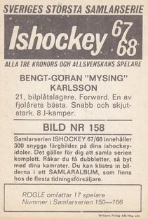 1967-68 Williams Ishockey (Swedish) #158 Bengt-Goran Karlsson Back