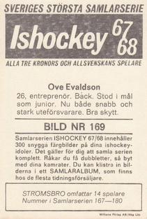 1967-68 Williams Ishockey (Swedish) #169 Ove Evaldsson Back