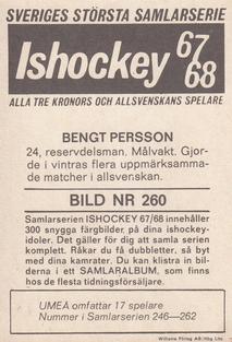 1967-68 Williams Ishockey (Swedish) #260 Bengt Persson Back