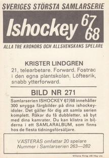 1967-68 Williams Ishockey (Swedish) #271 Krister Lindgren Back